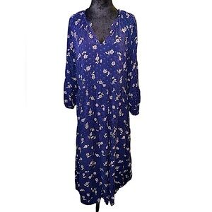 Old Navy navy blue floral midi dress size L